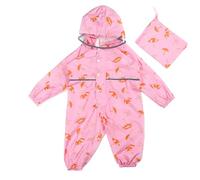 Puddle Suit Girls Rain Suit Waterproof Suit Kids All in One Waterproof Overalls Muddy Suit One Piece Raincoat Hoodie Rainwear Toddler Cartoon Rain Wear Reusable with Portable Bag for 2-9 Years Pink