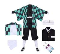 Puddry Demon Slayer Costume,Tanjiro Cosplay,Halloween Anime Cosplay for Kids & Adults, World Book Day Carnival Party Themed Costumes