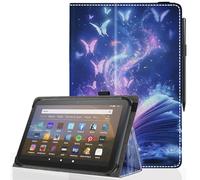 Pudiceva Universal 10 10.1 Inch Android Tablet Case,Slim Folding Stand Cover for All 9"-10.5" Touchscreen Tablet Case with Stylus Pen Holder,Butterfly Book