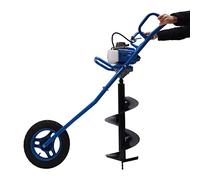 PUDLOR 2-Stroke Petrol Auger Post Hole Digger 63cc Petrol Fence Post Hole Digger Earth Auger Borer Ground Drill (Blue)