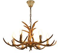 PUDLOR Antlers Chandelier, Vintage Chandelier with 6 Spiral Lamp Holder of E14,Faux Antler Ceiling Light Height Adjustable, for Living Room Bedroom Bar Restaurant Cafe