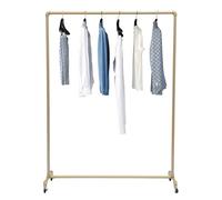 PUDLOR Heavy Duty Clothes Rail Rack, 160x120x40cm Industrial Rolling Clothes Display with Wheels Industrial Pipe Clothes Rail Gold Clothes Rail, for Indoor Drying Kitchen Storage Bathroom Storage