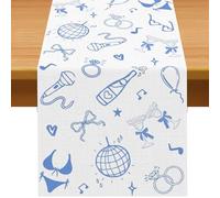 Pudodo Mamma Mia Table Runner Disco Bachelorette Party Dancing Queen Picnic Kitchen Dining Room Home Decorations