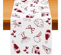 Pudodo That's Amore Table Runner Italian Themed Bachelorette Party Wedding Bridal Shower Kitchen Dining Room Home Decor (13" x 90")
