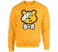 Pudsey Bow Tie Jumper, Cute Spotty Day 2025 Bear Mascot Sweatshirt, Fun Charity Support Top(3XL, Yellow)