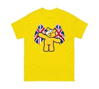 Pudsey Cartoon Union Jack T-Shirt - Boys Girls Children Spotty Bear Need Day 2025 Supporting Gift for Kids Adults Unisex Tee Top (Yellow, L)