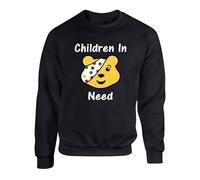 Pudsey Children Need Day 2025 Jumper - Boys Girls Spotty Bear Pudsey Day School Child Supporting Gift For Kids Adults Unisex Sweatshirt Top(XL, Black)