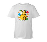 Pudsey Day Sitting Bear 2024 T-Shirt, School Children Spotty Day 2024 Cartoon Bear Boys Girls Unisex Kids Adults Tee Top (White, M)