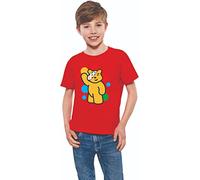 Pudsey Kids' Bear T-Shirt 2024 - Comic Relief Inspired Tee for Children Charity in Need, Spotty Waving Eye Patch Boys & Girls, Red