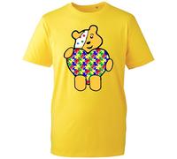 Pudsey Puzzle Heart Shirt, Colourful Autism Awareness Design Tee, Cute Charity Support Gift Unisex Top (Yellow, 7 Years)