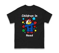 Pudsey Superhero Costume T-Shirt - Boys Girls Pudsey Day Fun School Child Need Supporting Event Gift for Kids Adults Unisex Top (Black, 12 Years)