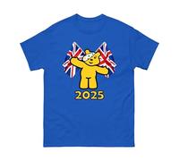 Pudsey Union Jack Kids School Unisex T-Shirt - Boys Girls Child Spotty Day Pudsey Cartoon Bear Children Need 2025 British Flag Gift Tee Top (Royal, 9 Years)