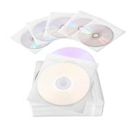 PUDSIRN 600PCS CD DVD Sleeves, Premium CD Double-Sided Refill Plastic Sleeve for CD and DVD Storage Binders (White)