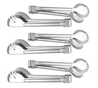 PUDSIRN 6PCS Stainless Steel Serving Tongs, 9 Inch Food Serving Tongs Appetizer Buffet Tongs Fork, for Serving, Cooking, Salad, Barbecue, Cake, Bread