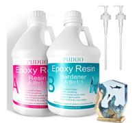 Puduo Epoxy-Resin-Crystal-Clear-Art 1 Gallon Kit for Coating, Casting, Resin Art, Jewelry, Tabletop, Bar Top, Live Edge Tables, Fast Curing 2 Part