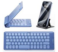 PuechAxe Bluetooth Foldable Keyboard with Stand Holder, Rechargeable Pocket Size Folding Travel Keyboard for iPhone, iPad, Tablet, Laptop, Smartphone, B088BL