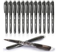 Puedno 12pcs Erasable Pens, 0.5 mm Rub Out Pens, Friction Pen, Erasable Gel Ink Eraser Pens with Rubber on the End for School Office (12 Black)