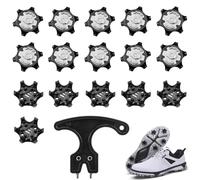 Puedno 16pcs Universal Golf Spikes Cleats, Easy Install with Remove Tool, Silver, Modern Style, All-Terrain Traction