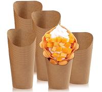 Puedno 50 pcs French Fries Holder 14oz Disposable Kraft Paper French Fries Cup Take- Out Party Frozen Dessert Supplies Charcuterie Cups for Party Wedding Food