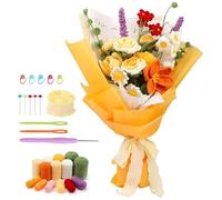 Puedno Bouquet Crochet Kit, Beginner Yellow Rose Crochet Kit, Complete Crochet Starter Kit with Elaborate Step-by-Step Video Tutorials for Beginners DIY Craft