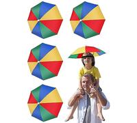 Puedno Head Umbrella Hat - 4 PCS Adjustable Rainbow Caps With Elastic Bands for Kids and Adults, Fishing Hat