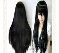 Puella Magi Madoka Magica Akemi Homura Long Black Synthetic Cosplay Party Wig Hair 80CM +Wig Cap black