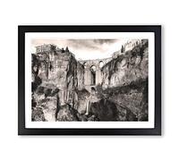 Puente Nuevo Bridge In Spain Painting Modern Art Framed Print | A2 Black Framed Wall Art | Ready to Hang | Modern Cityscape Picture | Living Room Bedroom Lounge Office