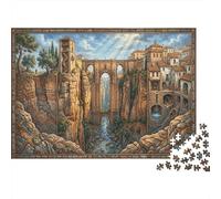 Puente Nuevo Ronda 1000 Piece Puzzle for Relaxation Spanish Cliffside Town for First-Time Jigsaw Users Memory Improvement Housewarming Gift 52x38cm/1000pcs