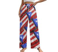 Puer-to-Ric-o-state Grunge Flag Casual Women's Pyjama Bottoms Loose Sleep Pants Lightweight Pjs Trousers