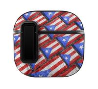 Puer-to-Ric-o-state Grunge Flag Headphone & Earphone Cases Compatible with Airpod 4 Scratch-Resistant PC Protective Cover with Secure Buckle