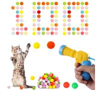 PUERFOCA 102 Pcs Interactive Cat Toys Set, Funny Cat Ball Gun with Colorful Plush Pom Balls, for Indoor Training Playing Pet Supplies, Cat Exercise