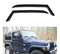 Puermto Side Window Wind Vent Deflectors fit for 1997-2006 Jeep Wrangler (TJ) 2-Door, 2pcs Out-Channel Tape-On Nice Rain Guards Set, Dark Smoke Nice Window Visor 92054