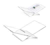 PUERSI Acrylic Book Stands for Display, Open Bookstand, Coffee Table Book Stand, Display Easel for Quran, Magazine, Art, Cook Book, Bible, Textbooks - Clear