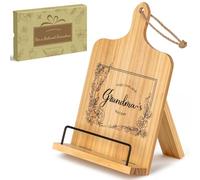 PUERSI Cookbook Stand, Kitchen Gifts for Grandma on Mothers Day, Wooden Recipe Book Holder, Grandmother Mothers Day Gift, Adjustable Cook Book Stand for Kitchen Counter