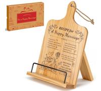 PUERSI Cookbook Stand, Wedding Gift for Newlyweds, Wooden Recipe Book Holder, Best Wedding Anniversary Gifts Ideas for Couples, Adjustable Cook Book Stand for Kitchen Counter