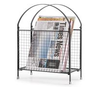 PUERSI Freestanding Magazine Rack - Modern Touch Handbag Design, Magazine Organizer Metal Holder for Newspaper, Books, Vinyl Record (Black)
