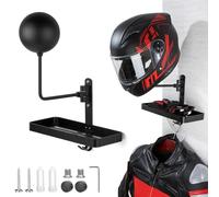 PUERSI Helmet Holder Wall Mount with Shlef, 180° Rotation Helmet Storage Rack for Motorcycle Bike Racing Outerwear Sports Gear Display