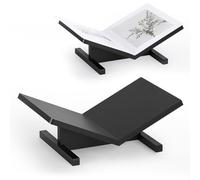 PUERSI Open Display Stand, Wooden Large Book Holder, Coffee Table Stand, Sturdy Base Design, Wood Easel for Magazine, Art, Cook Book, Bible, Quran - Black