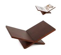 PUERSI Open Display Stand, Wooden Large Book Holder, Coffee Table Stand, Wood Easel for Magazine, Art, Cook Book, Bible, Quran - Brown