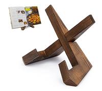 PUERSI Recipe Book Stand for Kitchen, Wooden Cookbook Holder for Display Stand, Farmhouse Cook Book Stand for Reading Hands Free, Rustic Recipe Holder for Cooking and Cookery Book Stand for Counter