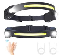 Puersit LED Head Torch USB Rechargeable 2PCS Headlamp 6 Modes Motion Sensor Headligh 260° LED Headtorch Lightweight IPX4 Waterproof Hands-Free Flashlight for Camping,Running,Fishing,Cycling