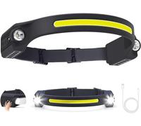 Puersit LED Head Torch USB Rechargeable Headlamp 6 Modes Motion Sensor Headligh 260° LED Headtorch Lightweight IPX4 Waterproof Hands-Free Flashlight for Camping,Running,Fishing,Cycling (1 Pack)