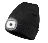 Puersit LED Lighted Beanie Cap, Warm Running Beanie Hat Unisex USB Rechargeable Ultra Bright 4 LED Knit Hat with Light for Hiking Biking Camping Jogging Great Gift for Men Women Teens