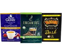 Puerto Rican Coffee Capsules Compatible with Nespresso Machines - Pack of 54 (18 Alto Grande Espresso, 18 Encantos Organic, 18 Yaucono)