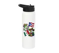 Puerto Rican Coqui Frog Mexican Eagle Mexico Flag Boricua Stainless Steel Insulated Water Bottle