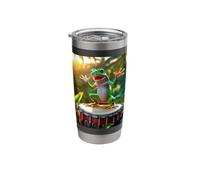 Puerto Rican coquí Frog Playing on barril de Bomba Drum Men Stainless Steel Insulated Tumbler