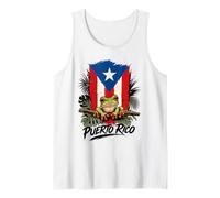 Puerto Rican Flag Beach Summer Vacation Frog Tank Top