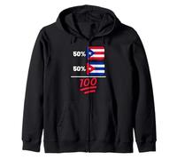 Puerto Rican Plus Cuban Mix Heritage Flag Zip Hoodie