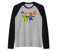 Puerto Rican Spanish Roots Puerto Rico Spain Flag Raglan Baseball Tee