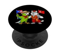 Puerto Rican Turkish Roots Puerto Rico Türkiye Flag Turkey PopSockets Adhesive PopGrip